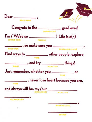 Laurea Mad Lib per la vendita all'ingrosso da parte di Good Paper