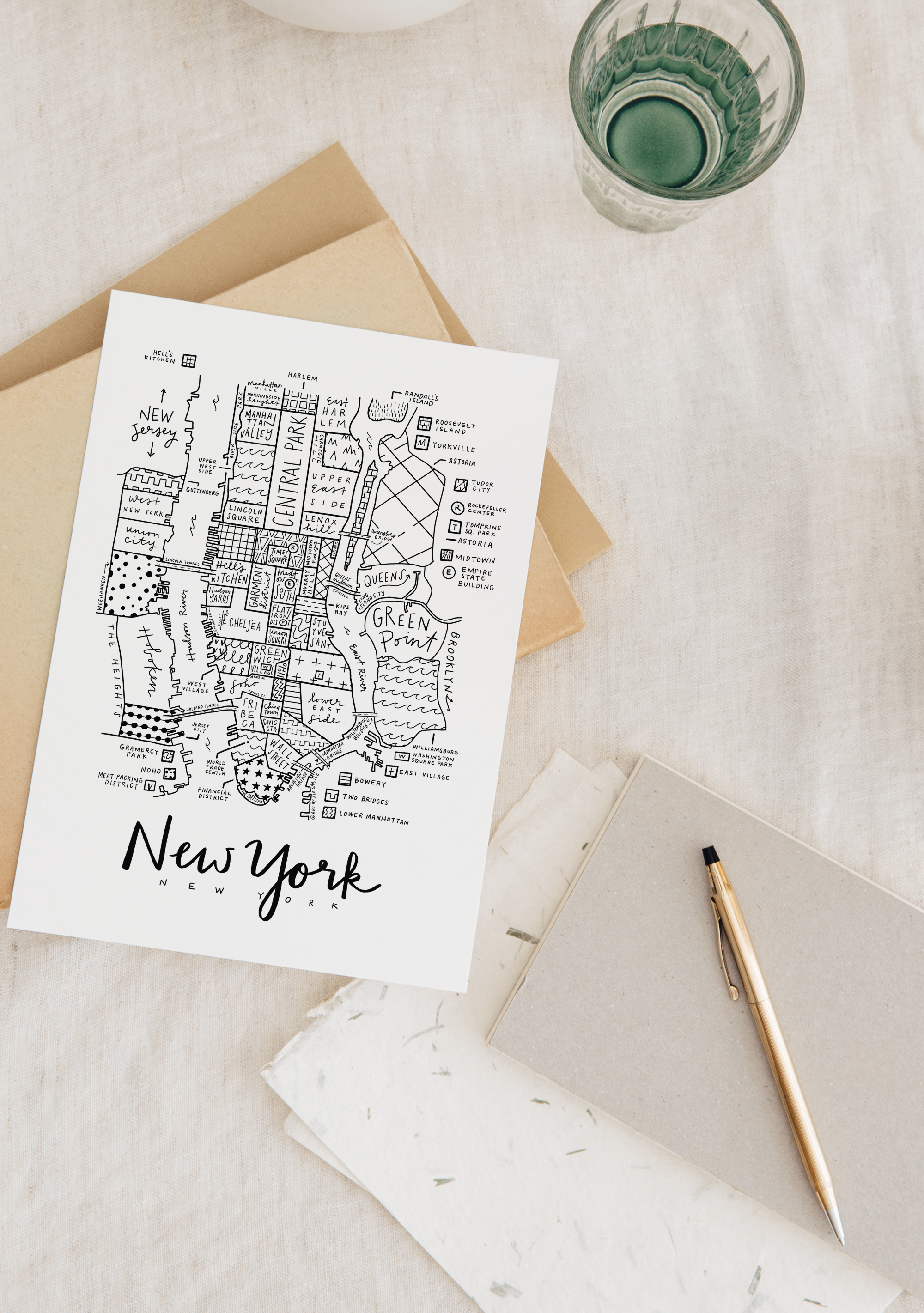By Aleisha - Wholesale Art Print - New York City Neighborhood Map Print0