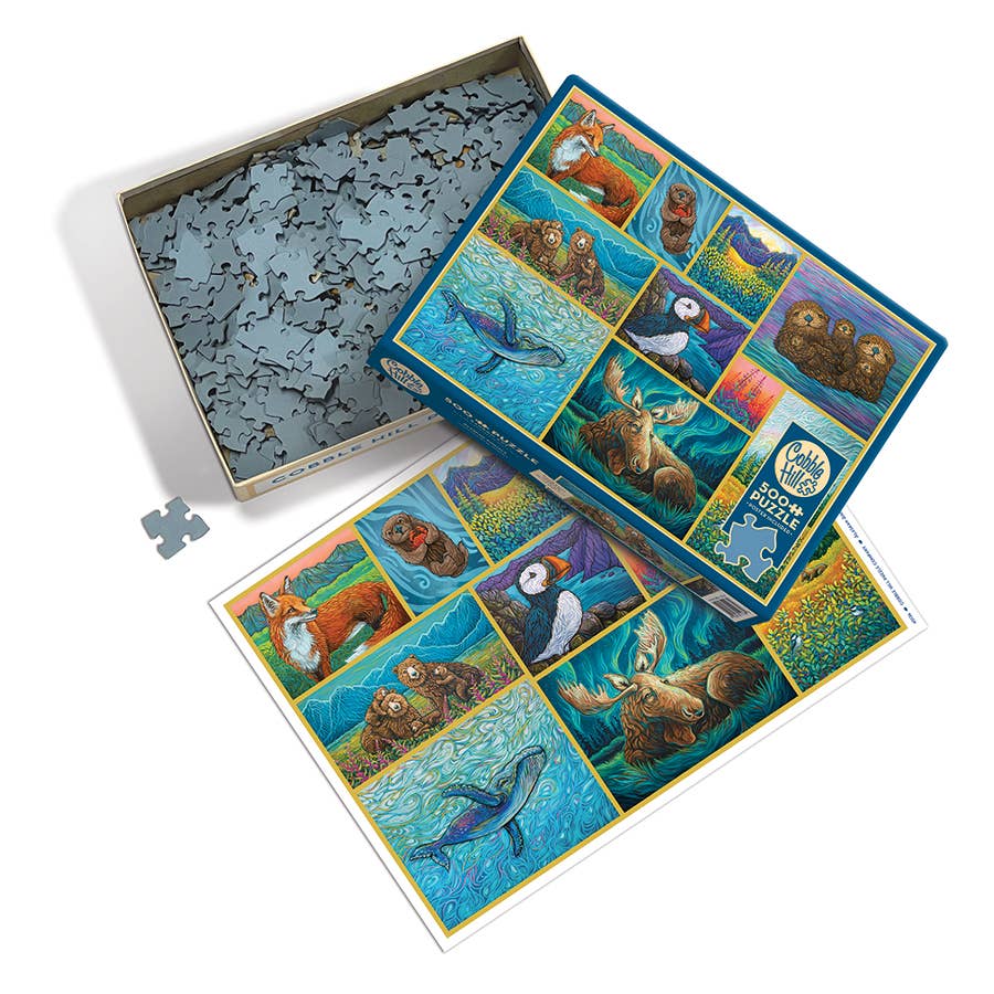 Outset Games and Cobble Hill Puzzles - Wholesale Puzzle - Adult - Alaskan Animals - 500pc-Puzzle by Amanda Rose Warren2