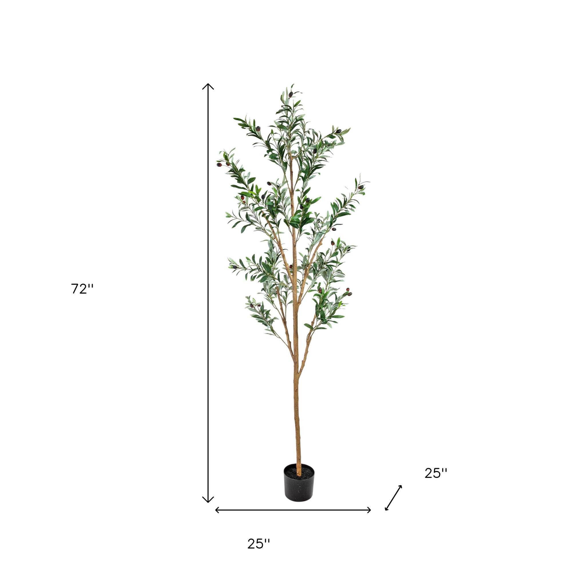 HomeRoots - Wholesale Artificial plant - Set of Two 72" Green Artificial Olive Trees in a Black Pots2