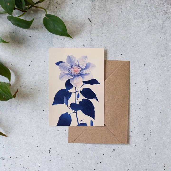 Botanopia USA - gifts , decor and cards for plant lovers - Wholesale Everyday Greeting Card - Clematis | Everyday Greeting Card | birth month flower