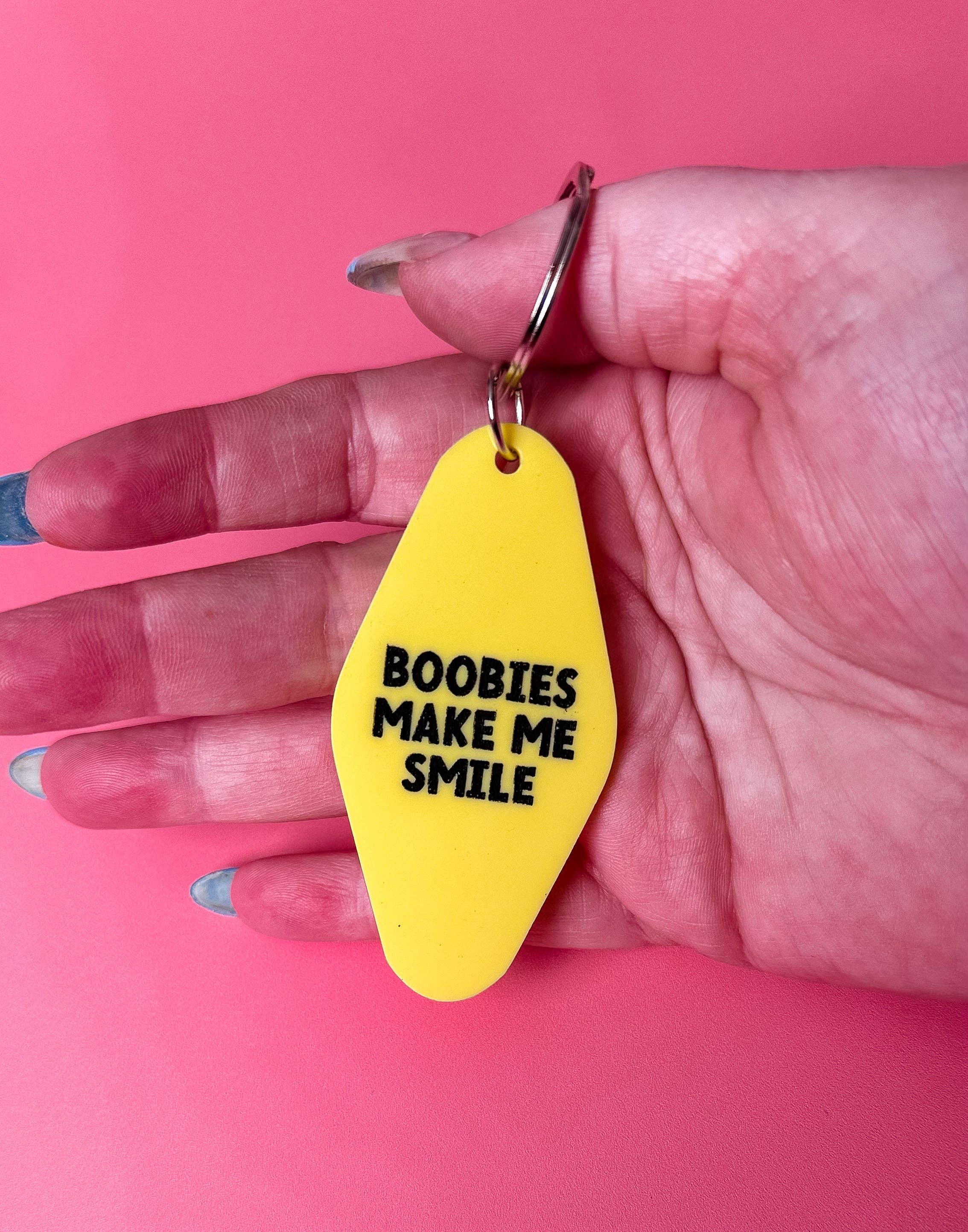 Erin Dayhaw - Wholesale Keychain - Women's - Boobies Make Me Smile Keychain - Funny - Cheeky - Adult - Sassy - Unfiltered - Sarcastic - Relatable - Snarky0