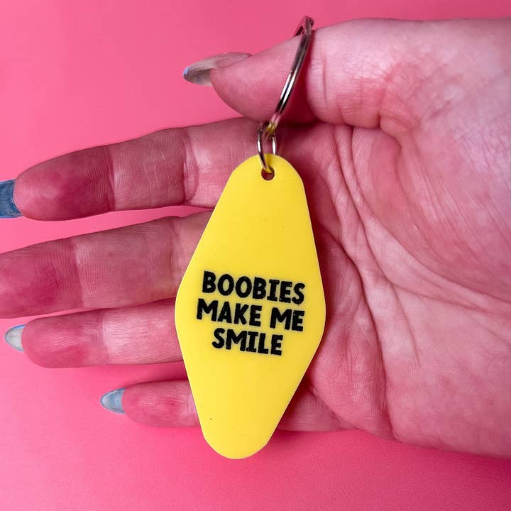 Erin Dayhaw - Wholesale Keychain - Women's - Boobies Make Me Smile Keychain - Funny - Cheeky - Adult - Sassy - Unfiltered - Sarcastic - Relatable - Snarky