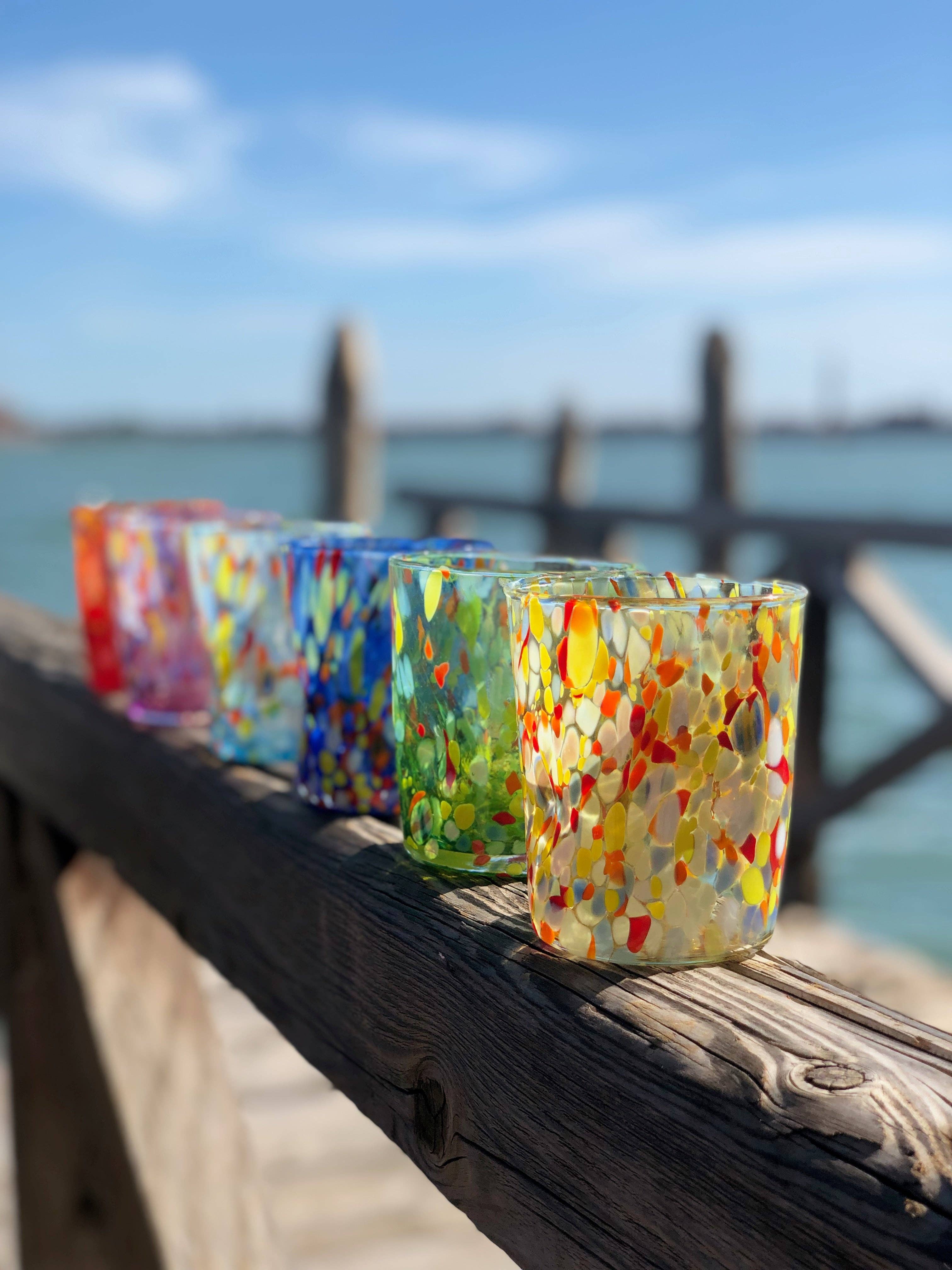 Mazzega Art & Design – wholesale Dricksglas och koppar – Färgade glas, ”The Colors of Murano” tumlar, modell Classic11