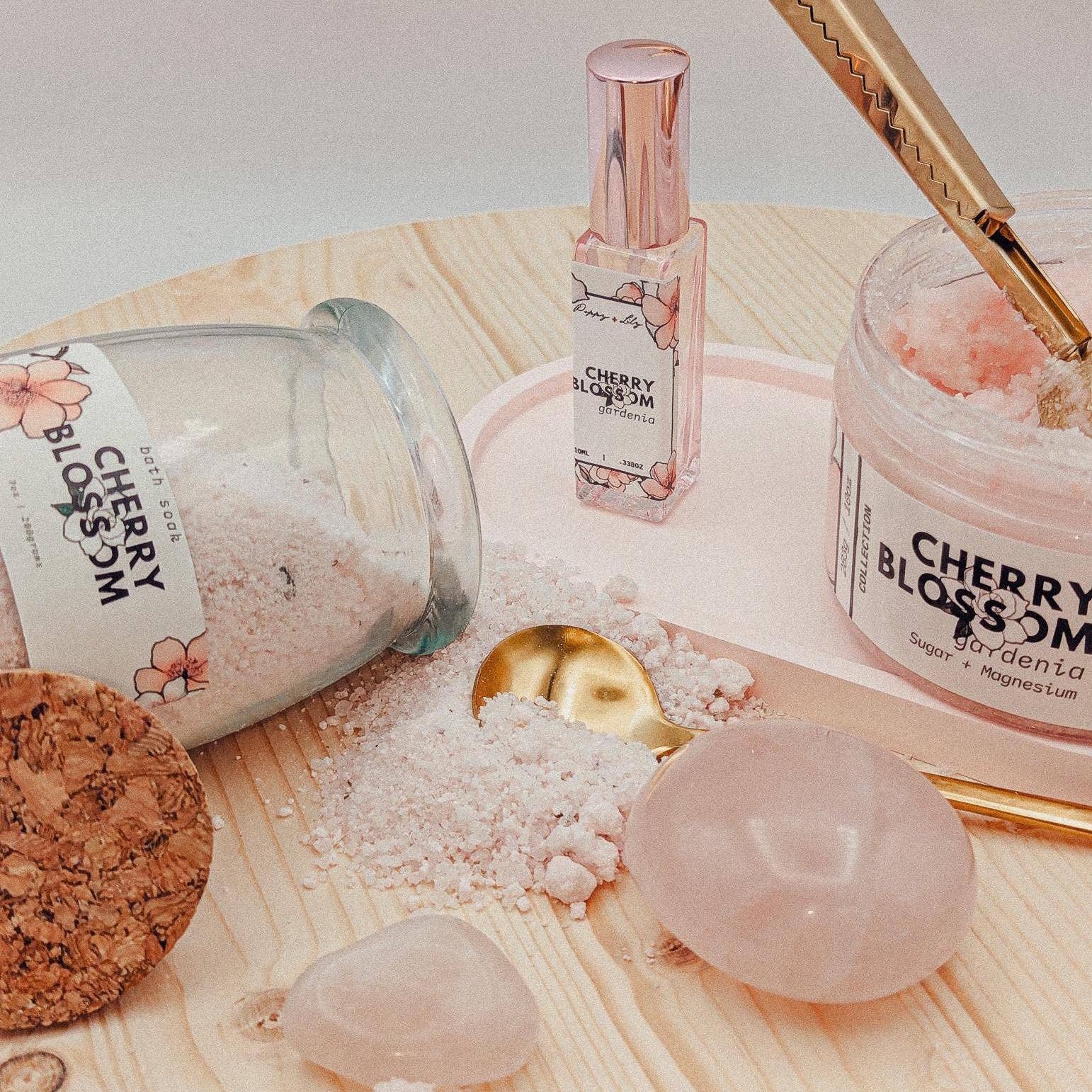 Poppy+Lily - Wholesale Bath Soak/Milk - Aged Cherry Blossom & Gardenia Bath Soak & Scrub Set6