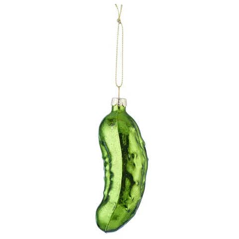 Pickle Ornament Glass 3x10cm Green for wholesale by Aztec House