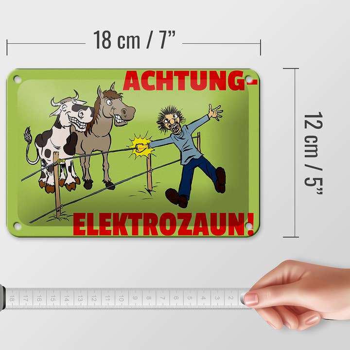 Femer - Wholesale Sign - Tin sign note 18x12cm Attention electric fence3