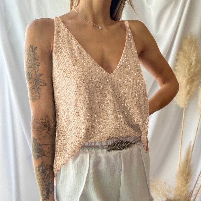 MoodGold - Wholesale Blouse - Women's - Two-Way Sequin Spaghetti Strap Top5