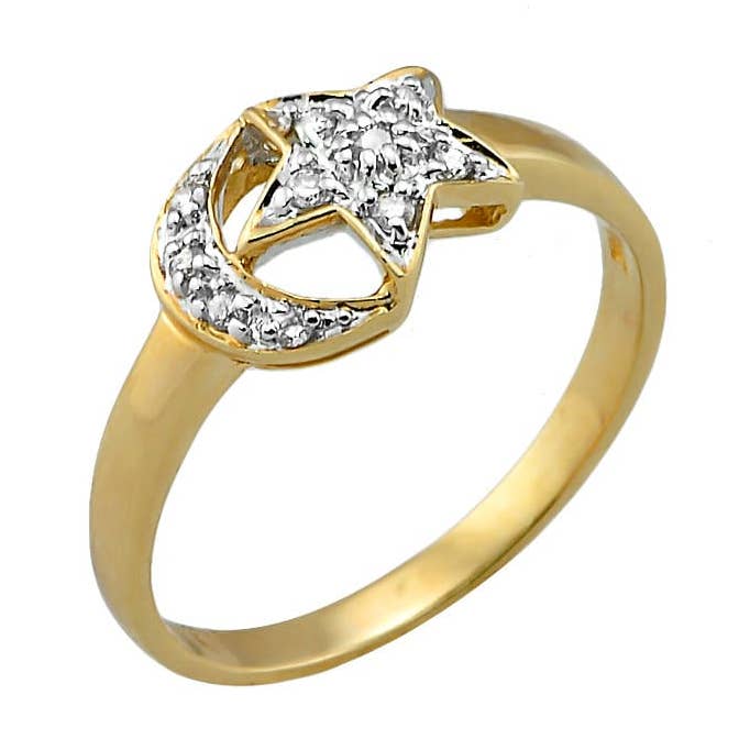 14K Yellow gold Diamond Star & Moon Ring for wholesale by NYMAN JEWELERS
