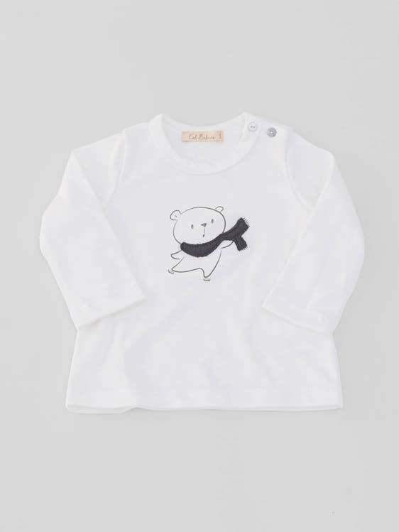 Top Manga Comprida Woods Pine Urso Branco por atacado de Kal Babies