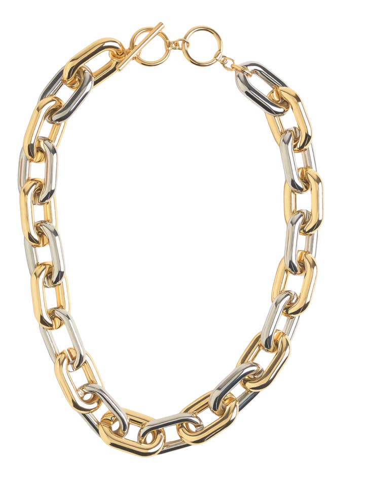 Lux Link Bi Colour Necklace- Gold 14K Gold and Silver for wholesale by HoopLa