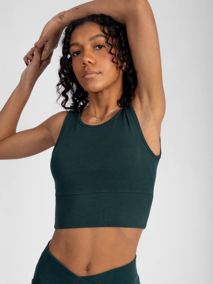 PlantTec™ Organic Reversible Crop Tank | Monstera for wholesale by Happy Earth