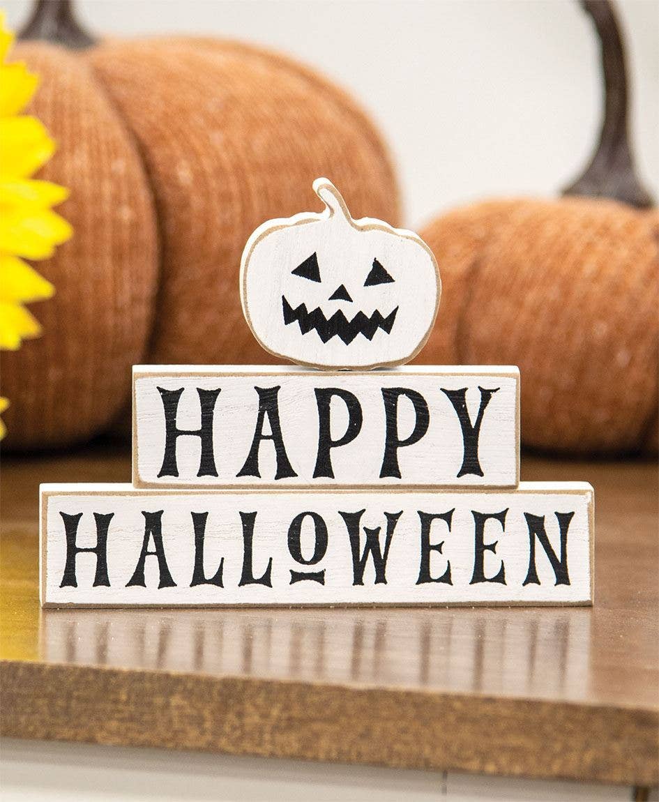 Col House Designs - Venta al por mayor Letreros - Juego de 3 bloques de Happy Halloween y calabazas4
