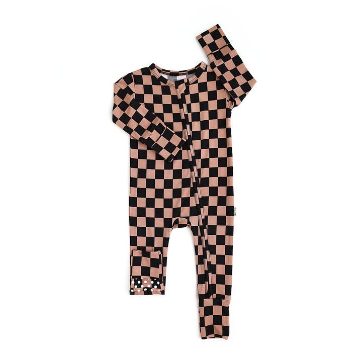 Gigi and Max - Wholesale Jumpsuit – Baby - Bentley ZIP Checks Bamboo One Piece 2 Way Zipper Baby Outfit0