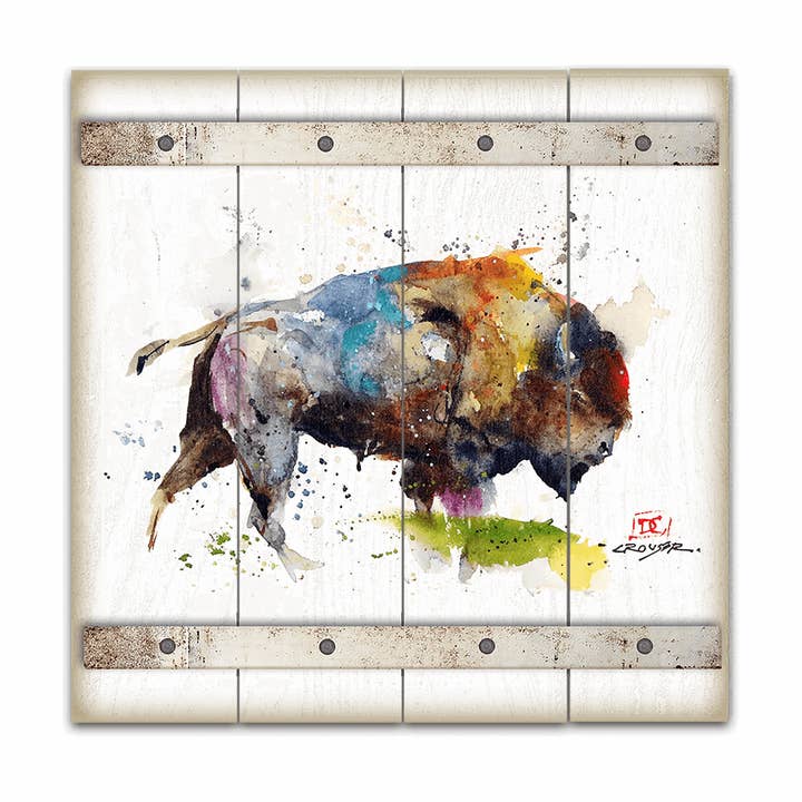 Full Spectrum Bison - Wood Plank Wall Art for wholesale by Old Wood Signs