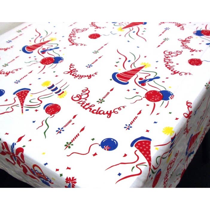 Red and White Kitchen Company - Wholesale Tablecloth - Happy Birthday Retro 50s Tablecloth