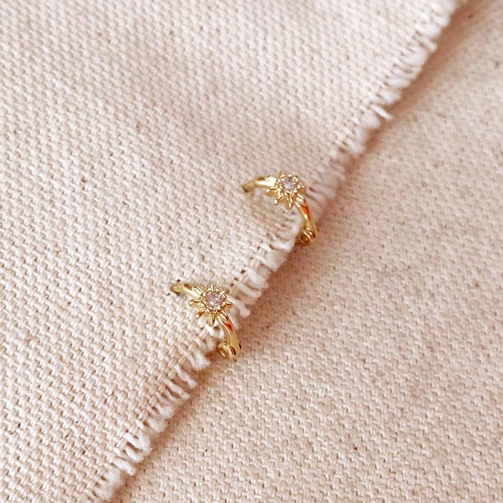 GoldFi - Wholesale Huggie Earrings - 18k Gold Filled Starburst Mini Clicker Hoop Earrings