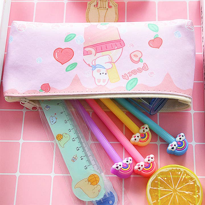 KiddieKickz – wholesale Pencil case/pouch – Creative PU Leather Cartoon Bear Rabbit Pencil Case