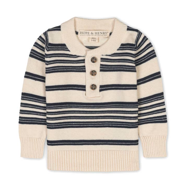 Organic Sweater Henley with Elbow Patches for wholesale by Hope and Henry