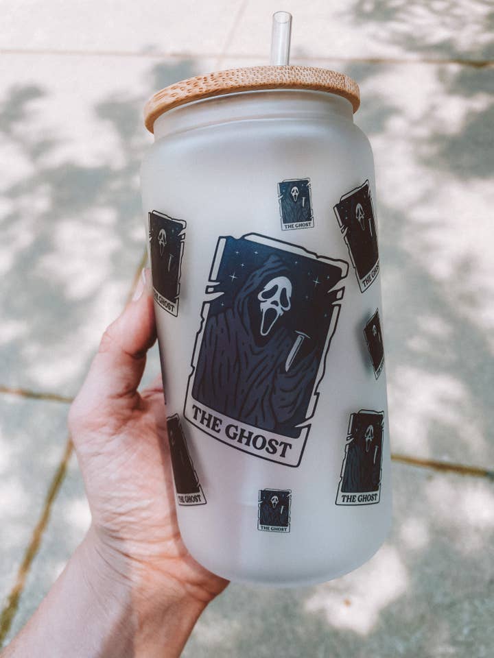 The Ghost Tarot Frosted Glass Tumbler for wholesale by NOT YOUR AVERAGE BABE CO