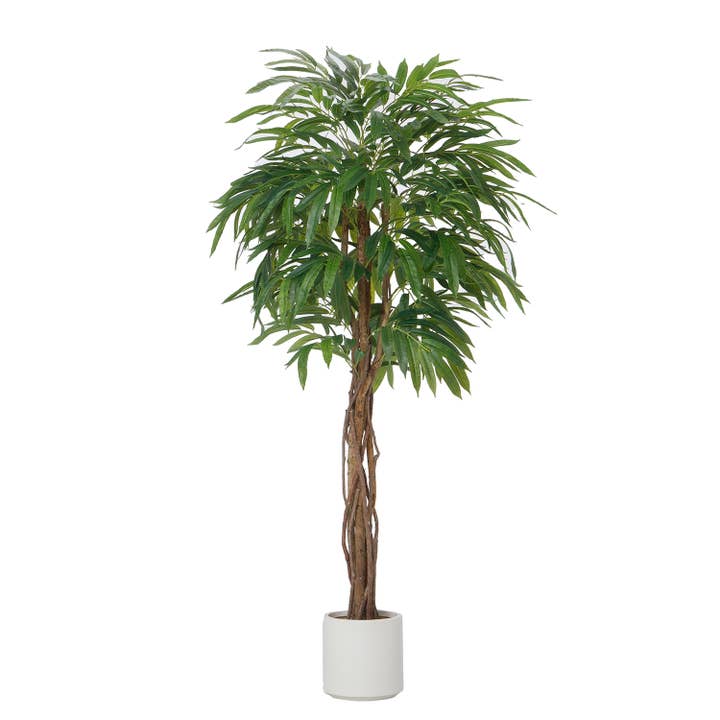 MinxNY - Wholesale Artificial Plant - 67" Artificial Faux Weeping Fig Tree |Beige Resin Planter