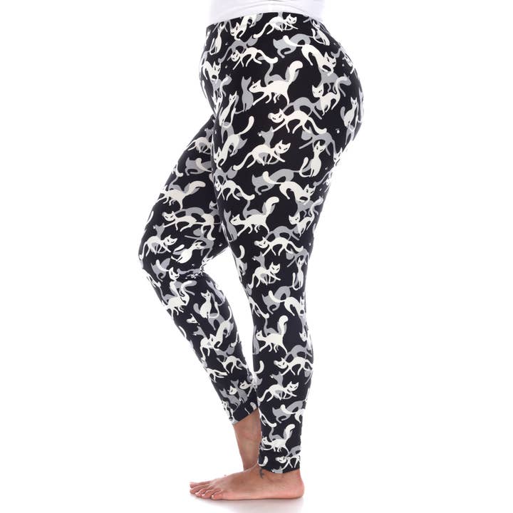WHITE MARK - Wholesale Fashion Leggings - Women's - Plus Size Super Soft High-Rise Cat Printed Leggings2