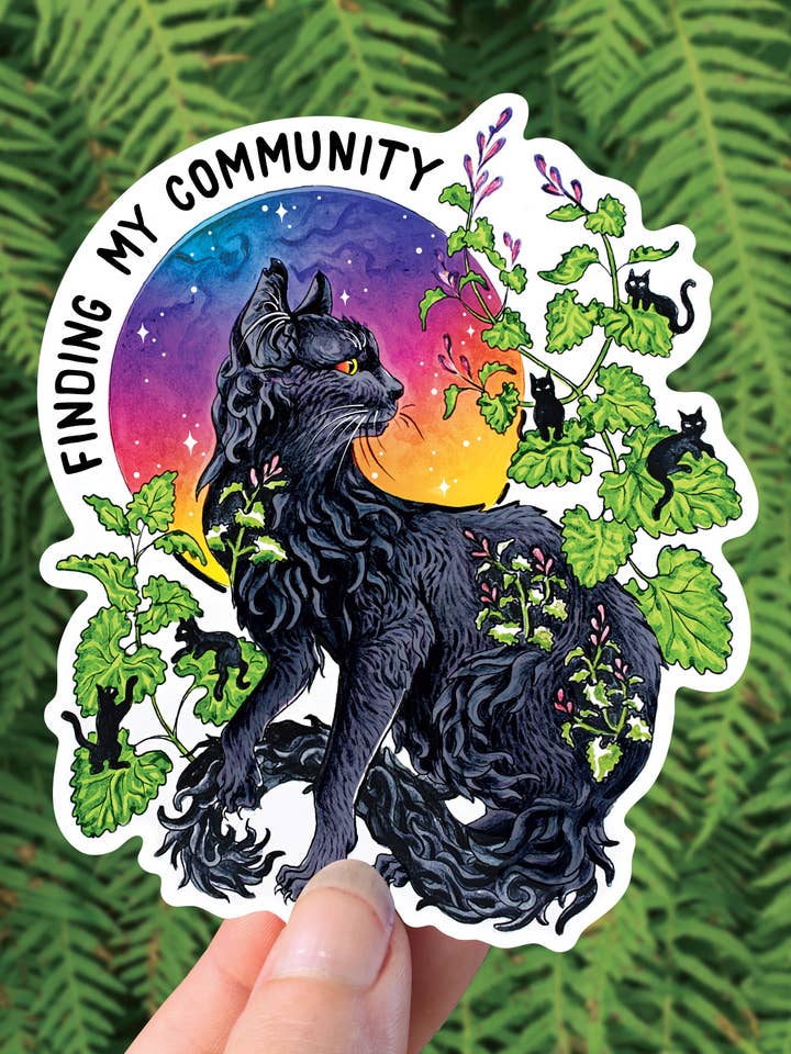 Trovare Comunità - Adesivo in Vinile - Arte del Gatto Nero PNW Catnip per la vendita all'ingrosso da parte di Crafted from Scratch