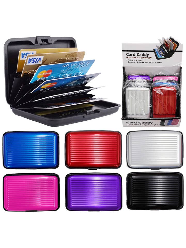 Metallic Glossed Safe Card Holder Caddy Case for wholesale by Cap Zone