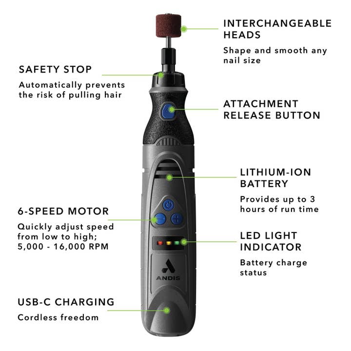 Pet Palette Distribution - Wholesale Pet Grooming Tool - Dog - Andis DNG-1- Cordless Nail Grinder 6-Speed - VBL4