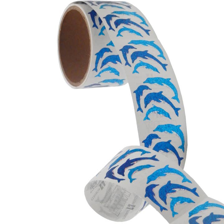 Jillson & Roberts - Wholesale Sticker - Mini Dolphins Stickers - Prismatic Bulk Roll