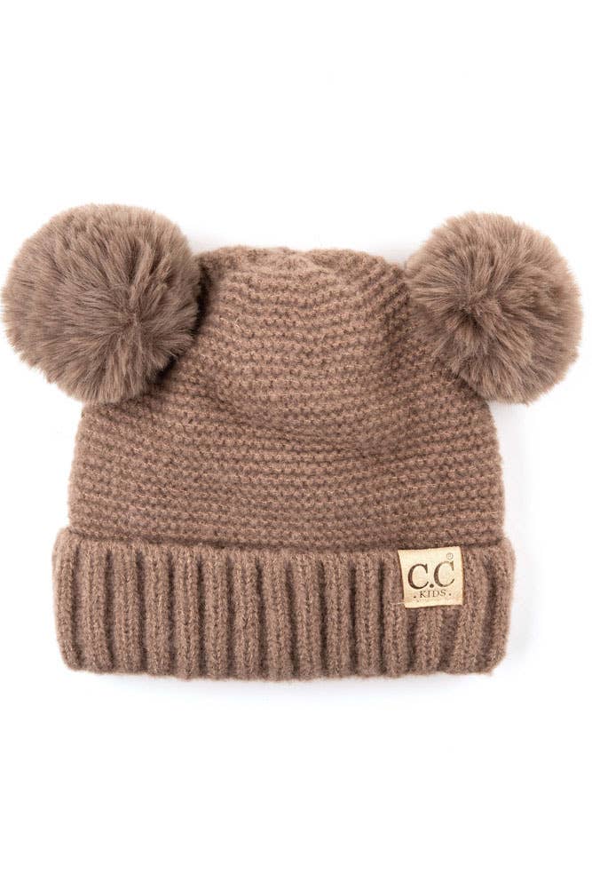 Hana - Wholesale Beanie - Kids - C.C Kids Hat with Double Pom Pom and Lining Inside2