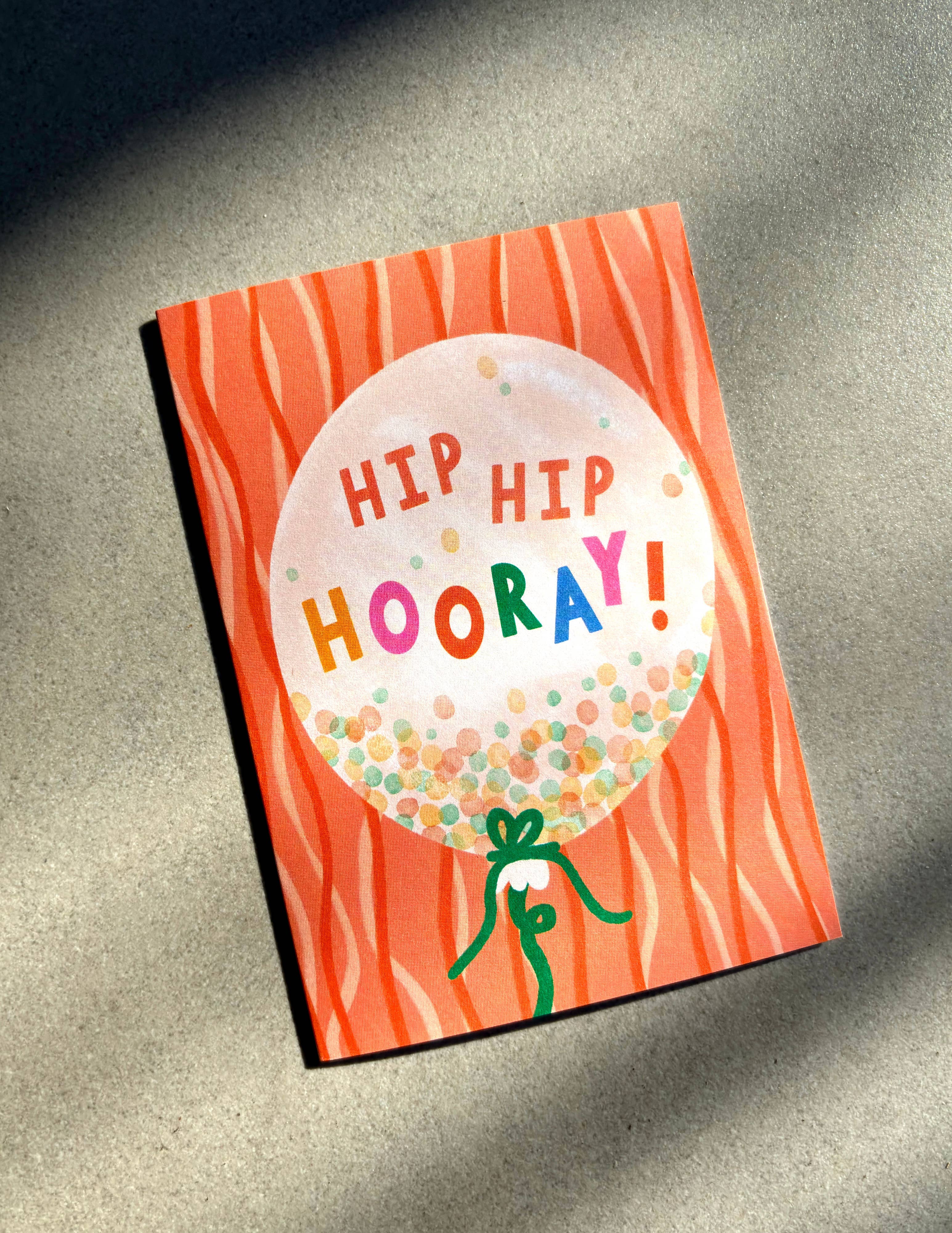 Lauren Sissons Studio - Wholesale Birthday card - Hip Hip Hooray Birthday Card - Balloon Cute Confetti Bday 
1