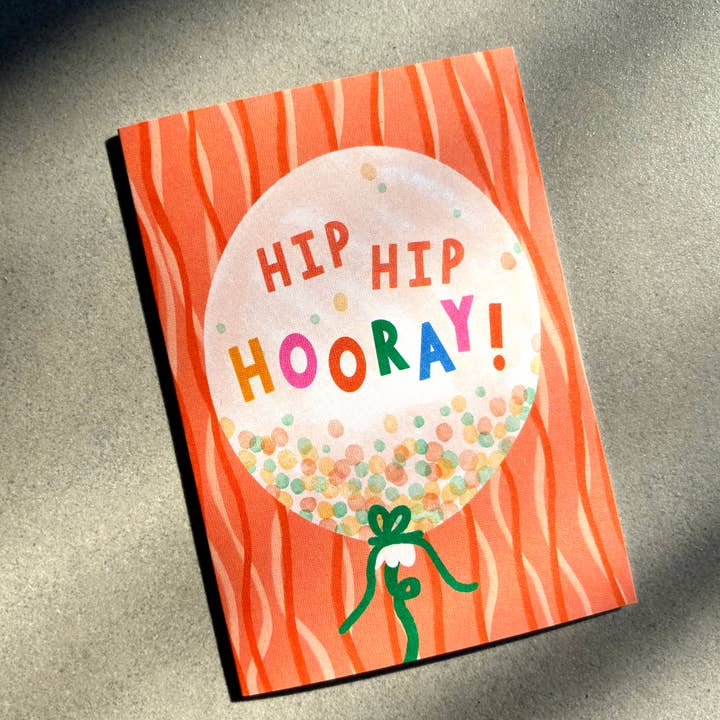 Lauren Sissons Studio - Wholesale Birthday card - Hip Hip Hooray Birthday Card - Balloon Cute Confetti Bday
1