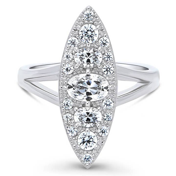 BERRICLE Sterling Silver 5-Stone Art Deco Split Shank Ring for wholesale by BERRICLE