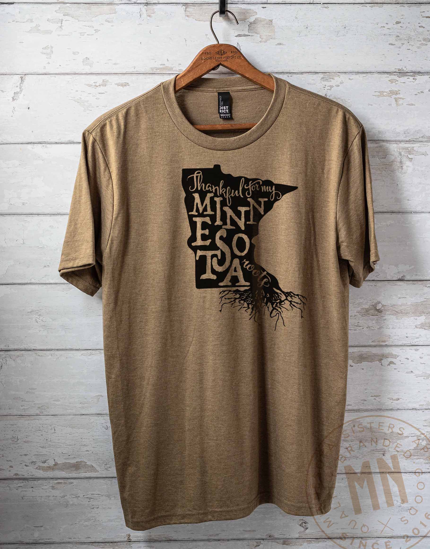 Minnesota Sisters - Wholesale Screen Printed T-Shirt - Unisex - Thankful for My Minnesota Roots T-Shirt with State Graphic4