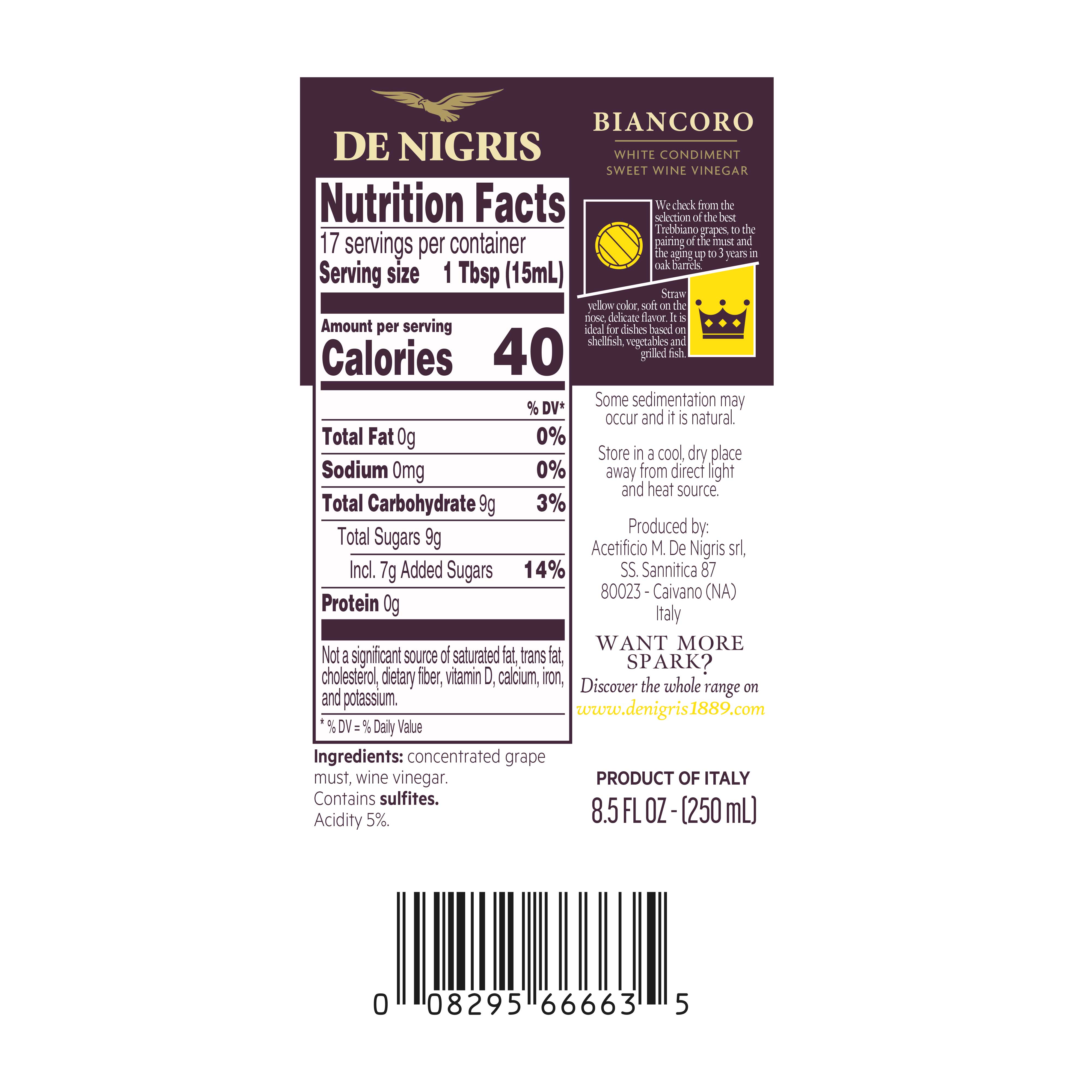 De Nigris - Venta al por mayor Vinagre - De Nigris - Línea Excellence - Vinagre de vino dulce Biancoro2