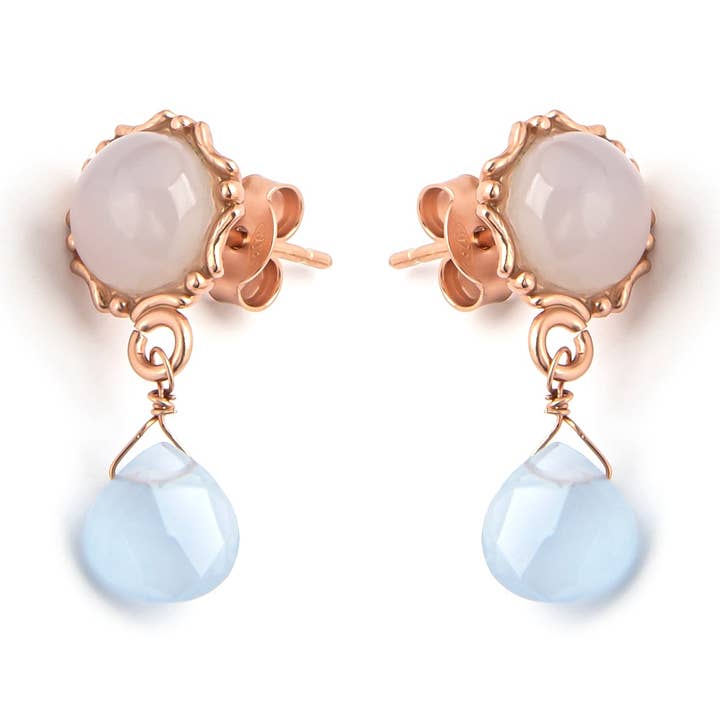 Caroline I Drop Earrings with Chalcedony for wholesale by ISHWARA JEWELS