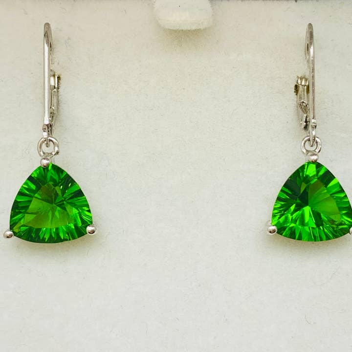 Classic Style Mt St Helens Helenite Trillion Cut Earrings for wholesale by Twan Kee Jewelry