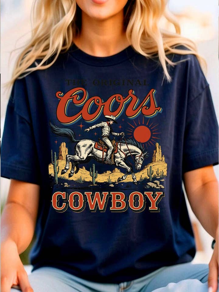 Cowboy Graphic Heavyweight Cotton Tee. for wholesale by DG WORLD