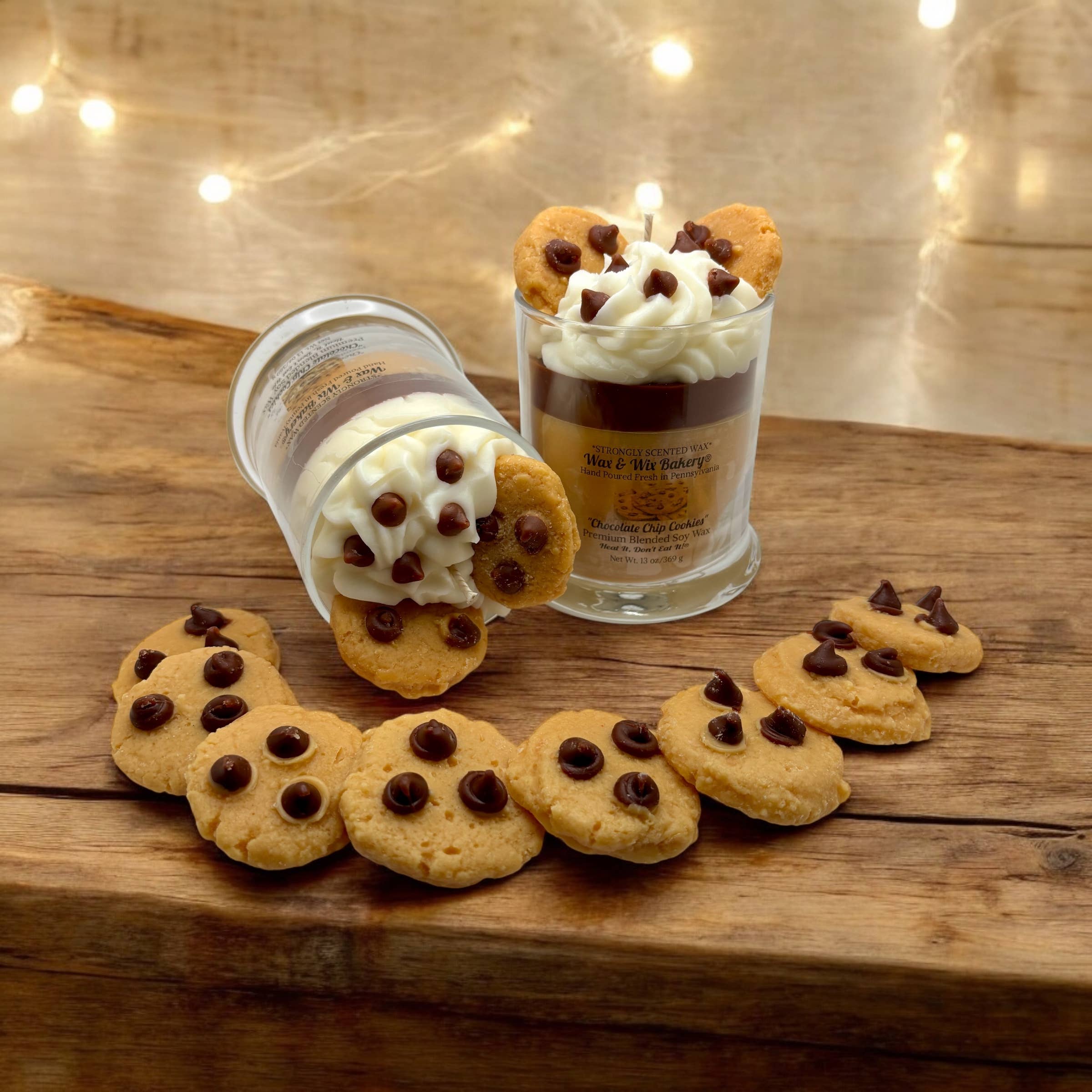 Wax and Wix Bakery® - Wholesale Jar/Filled Candle - Chocolate Chip Cookie Candle. 13 oz. Large Dessert Candle1
