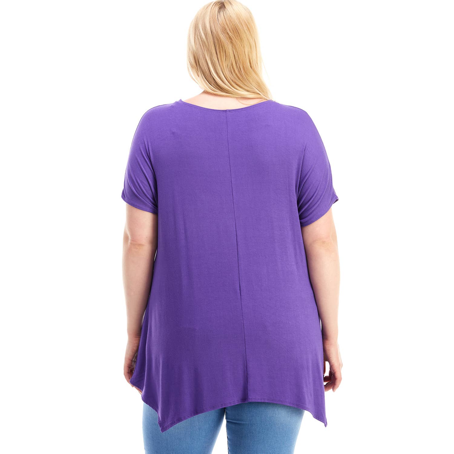 Azules Clothing - Wholesale Tunic - Women's - ATP-2307RSX Plus Size Asymmetric Short Sleeve Tunic4