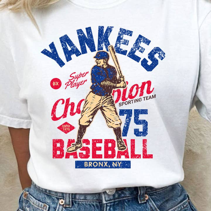 Yankees Champion Baseball Comfort Colors Tee for wholesale by Kissed Apparel