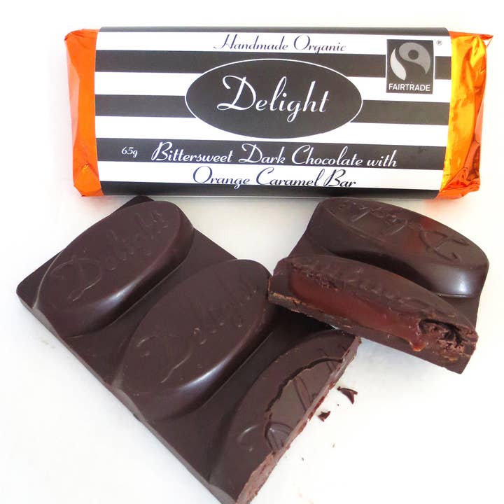 Delightchocolate - Wholesale Chocolate Bar - Bittersweet Orange Chocolate Caramel Bar