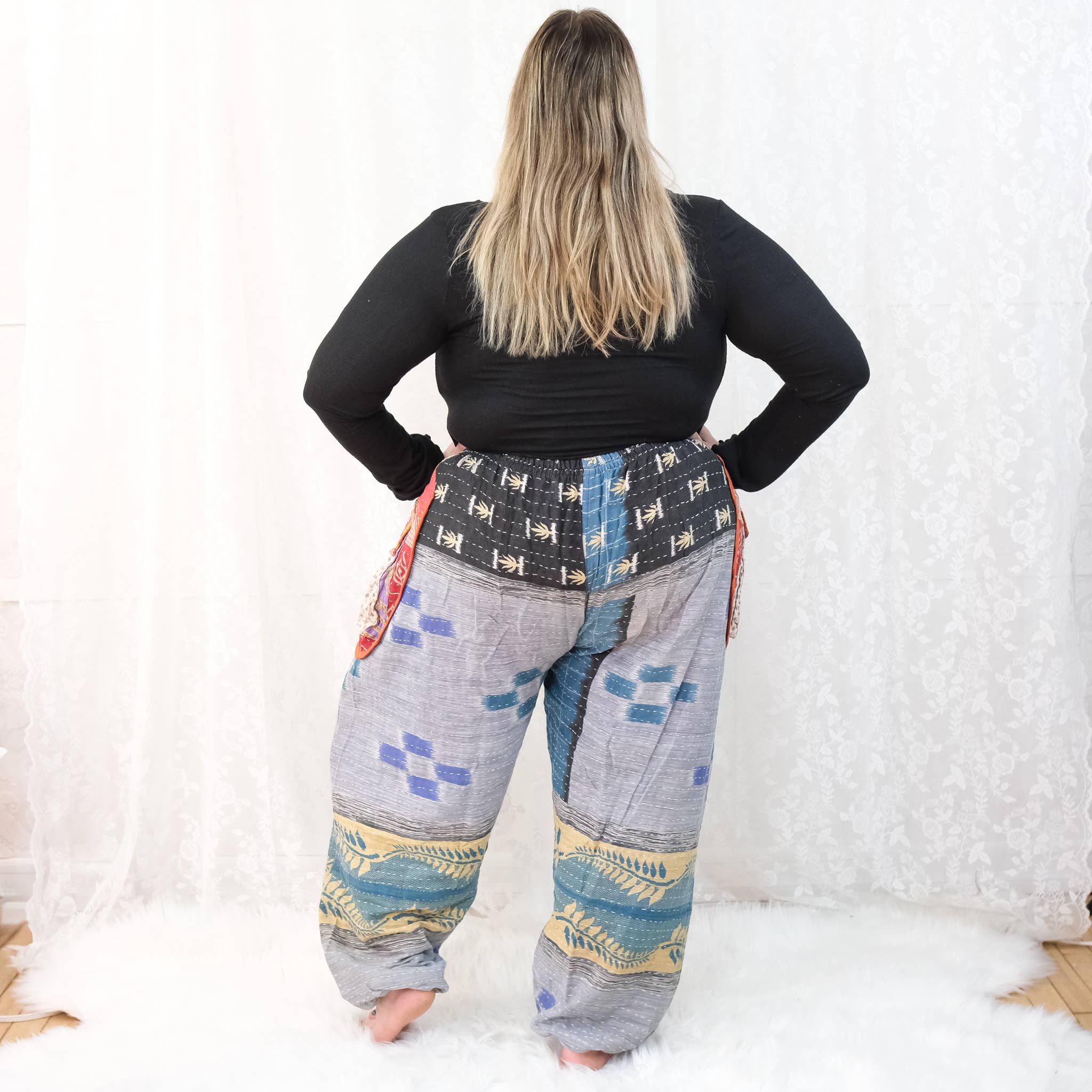 Karma Nepal Crafts - Wholesale Pants - Women's - One of a Kind Kantha Baggy Pants with Pockets17