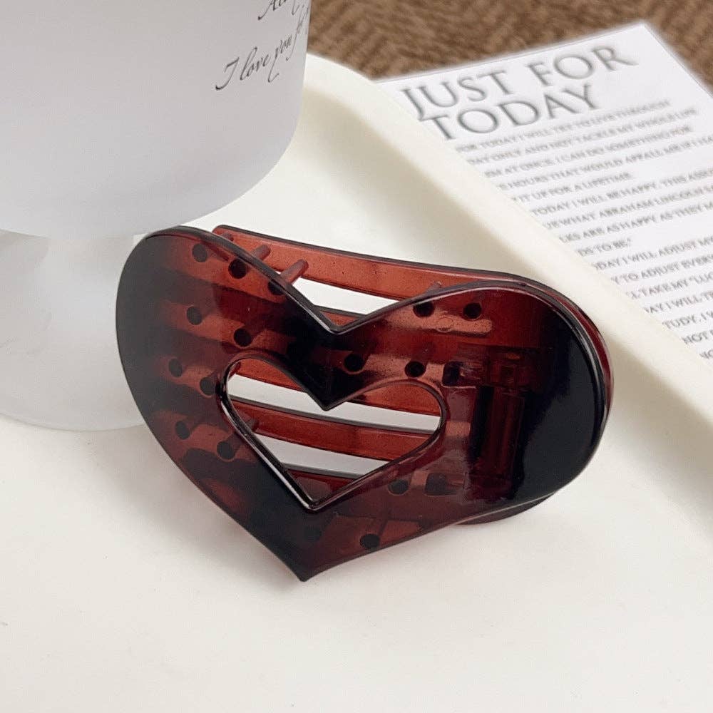 Dipped Shop - Wholesale Hair Clip - Women's - Stylish Flat Hair Heart Claw Clip DP25E8915