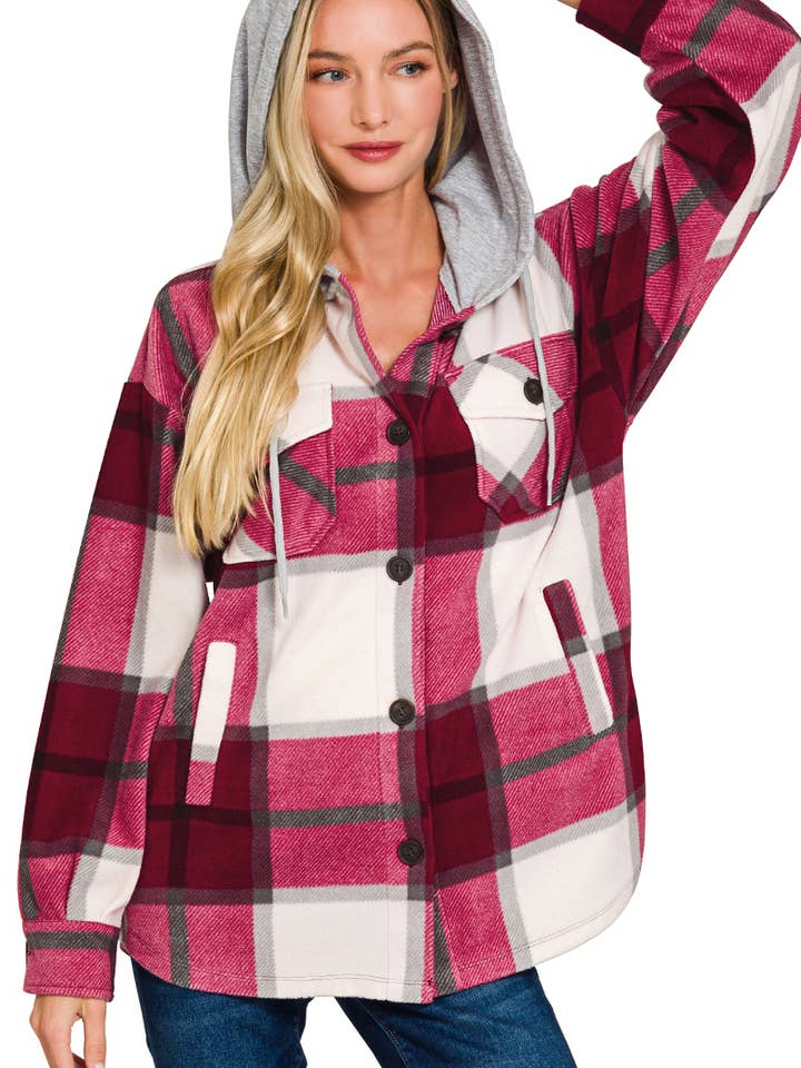 ._ 0721 Giacca a quadri con cappuccio e coulisse con tasche SI-24925 per la vendita all'ingrosso da parte di 42POPS