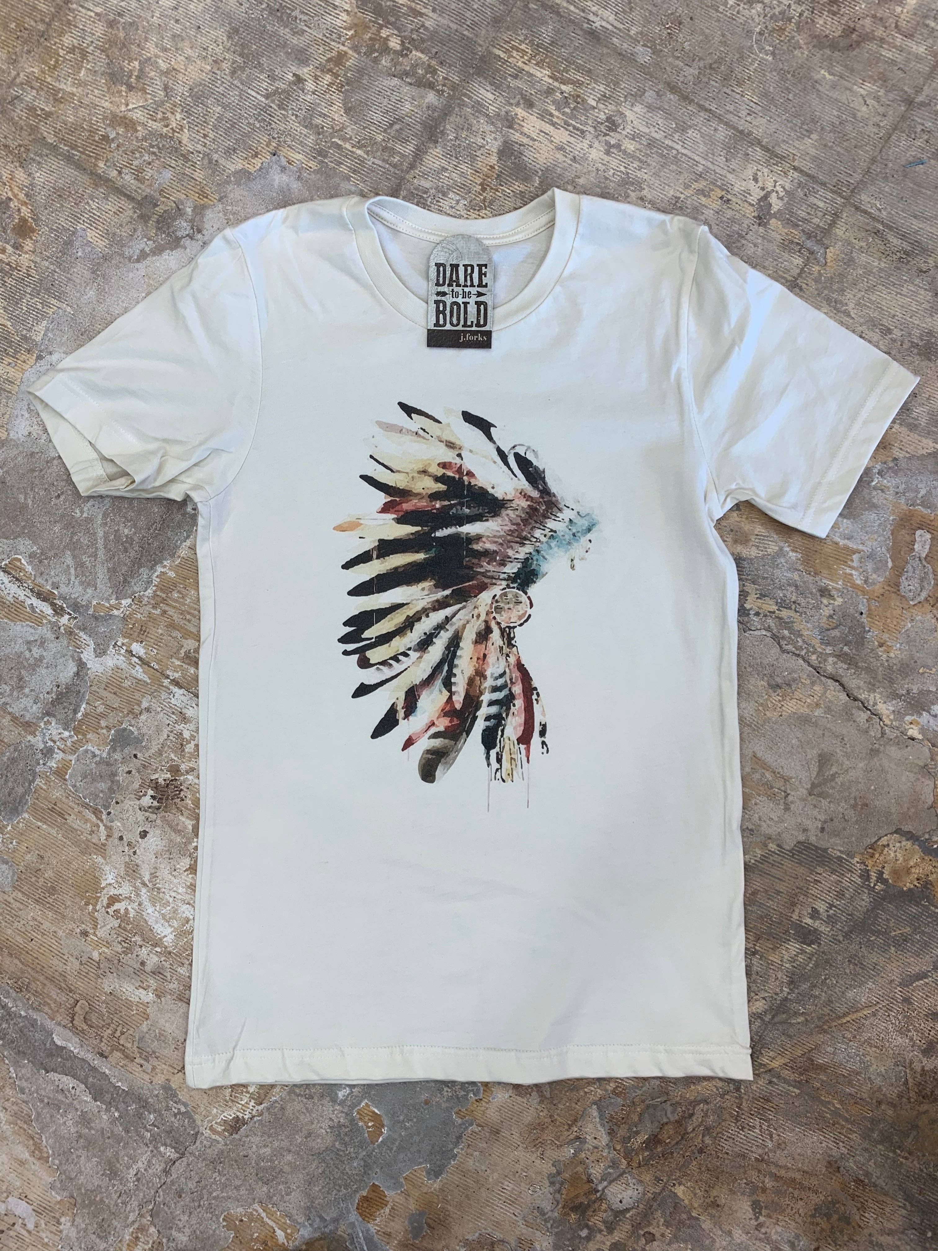 J.Forks Designs - Vendita all'ingrosso Maglietta serigrafata - Donna - T-shirt con copricapo in colore naturale 1381