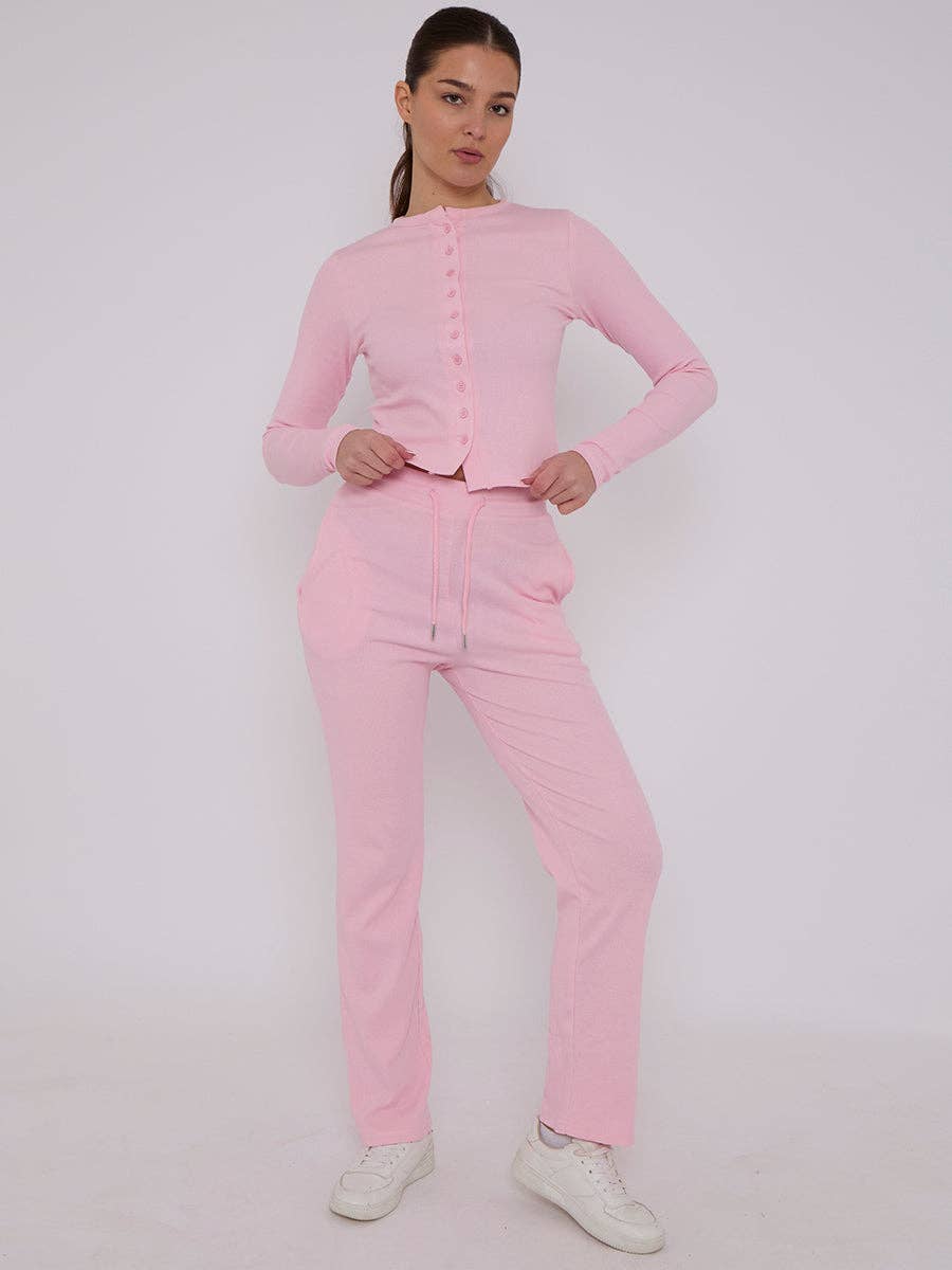 AX Labels - Wholesale Top & Pant Set (NOT Loungewear) - Women's - Ribbed Front Button Detail Top & Wide Leg Trouser Co-ord10
