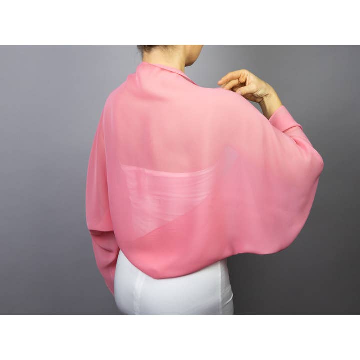 BridalSpain – wholesale Wrap – Women's – Rose Pink Chiffon Wrap Shawl for Bridesmaids and Evening