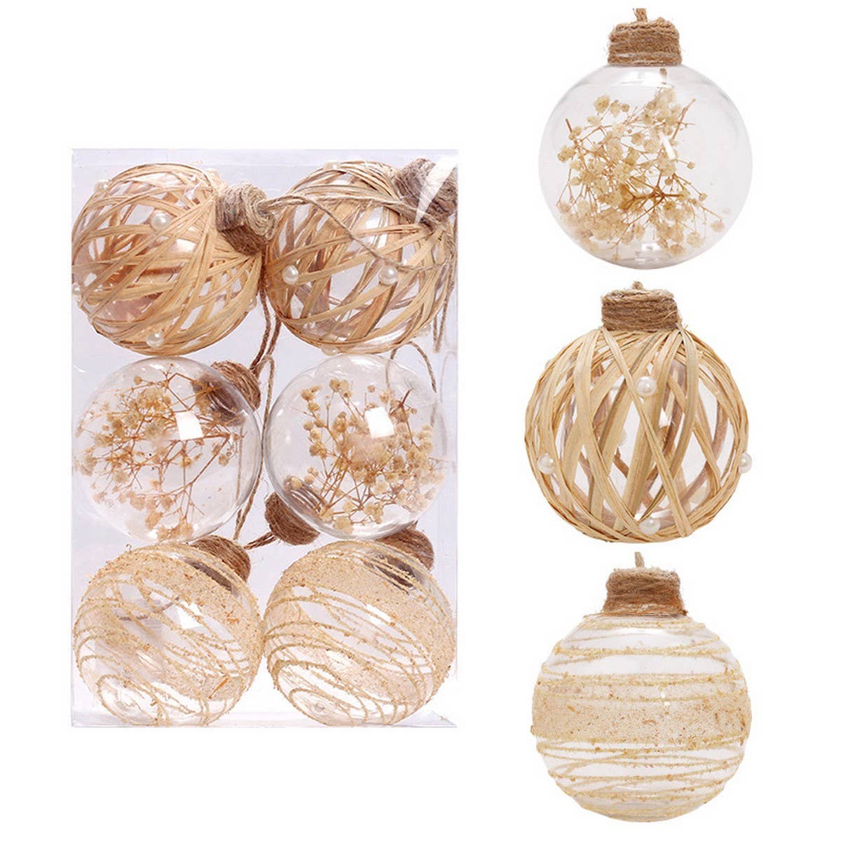 ACCITY - Wholesale Ornament Set - 8CM PET Clear Plant Xmas Ball Ornament Set_CWMM98673